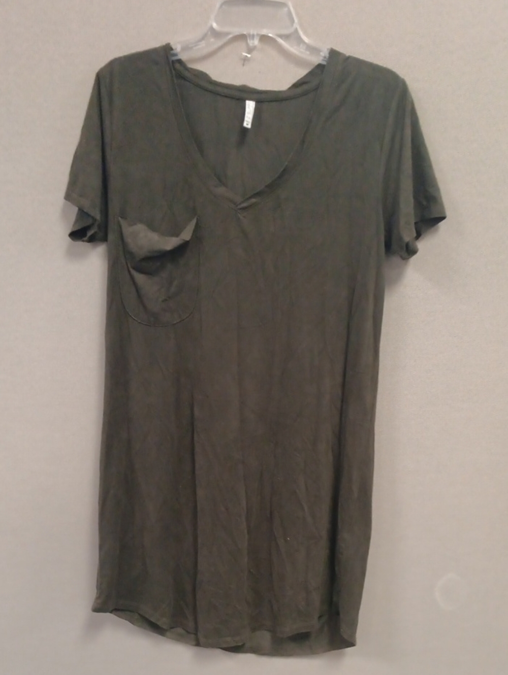Z Supply Olive V-Neck Pocket Tee Dress